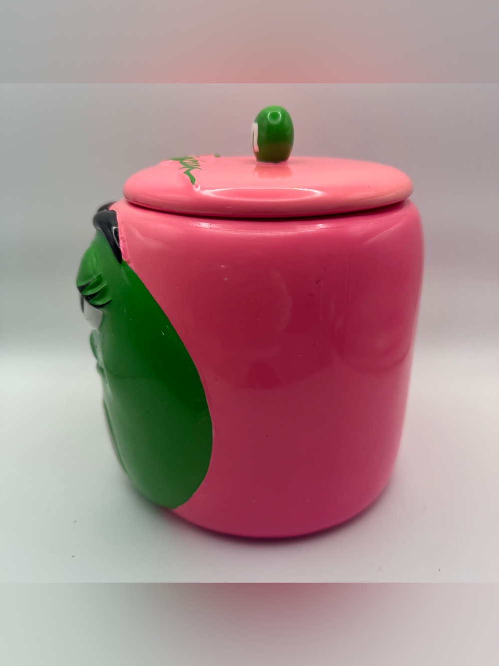 Vintage 2003 M&M’s Green Character Ceramic Cookie Jar Galerie Pink Mars - Picture 4 of 13